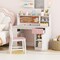 White Kids Desk And Chair Set With Storage Shelves Drawer MDF Pine Wood 41.5 Inch